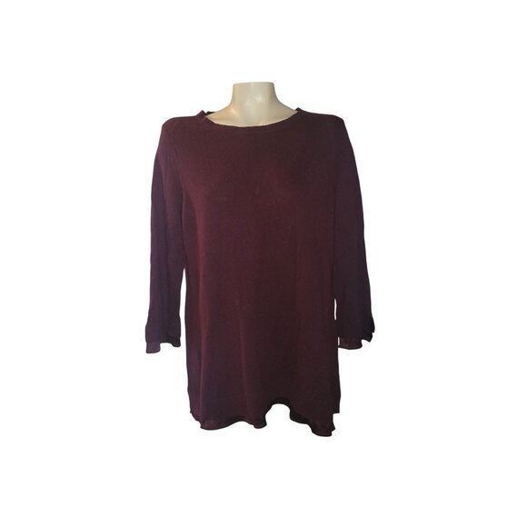Chicos Burgundy Tunic Sweater Top Asymmetrical Hem plus size 3X outdoor comfort - Picture 1 of 7